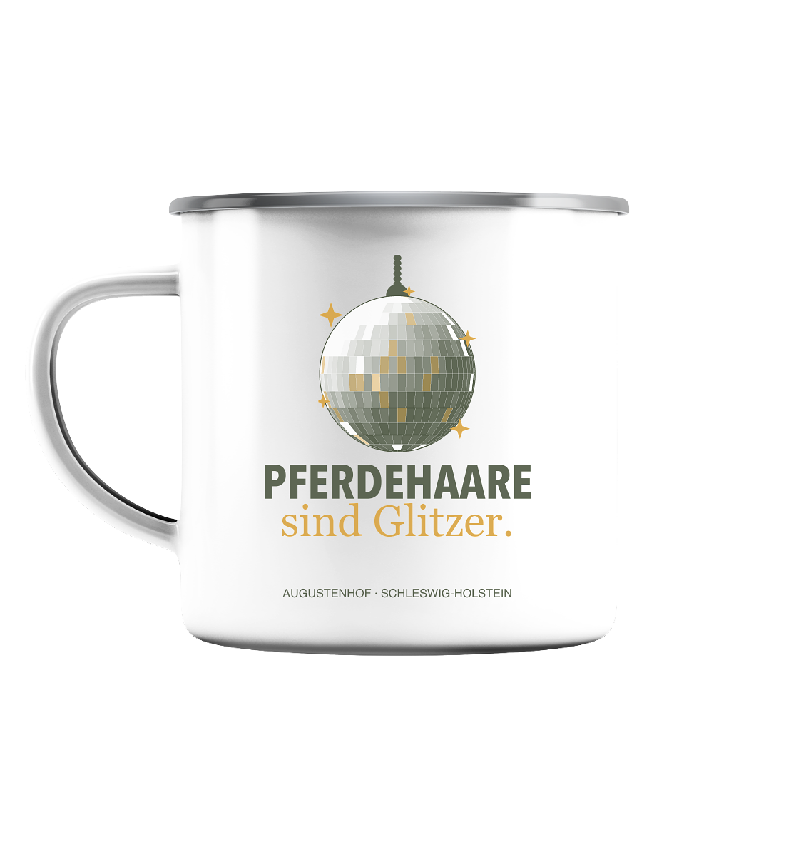 Pferdehaare sind Glitzer. - Emaille Tasse (Silber)