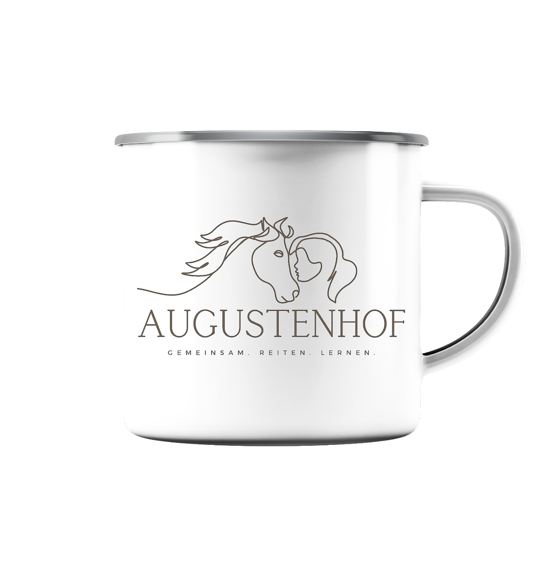 Augustenhof Logo - Emaille Tasse (Silber)