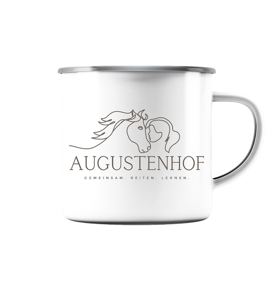 Augustenhof Logo - Emaille Tasse (Silber)
