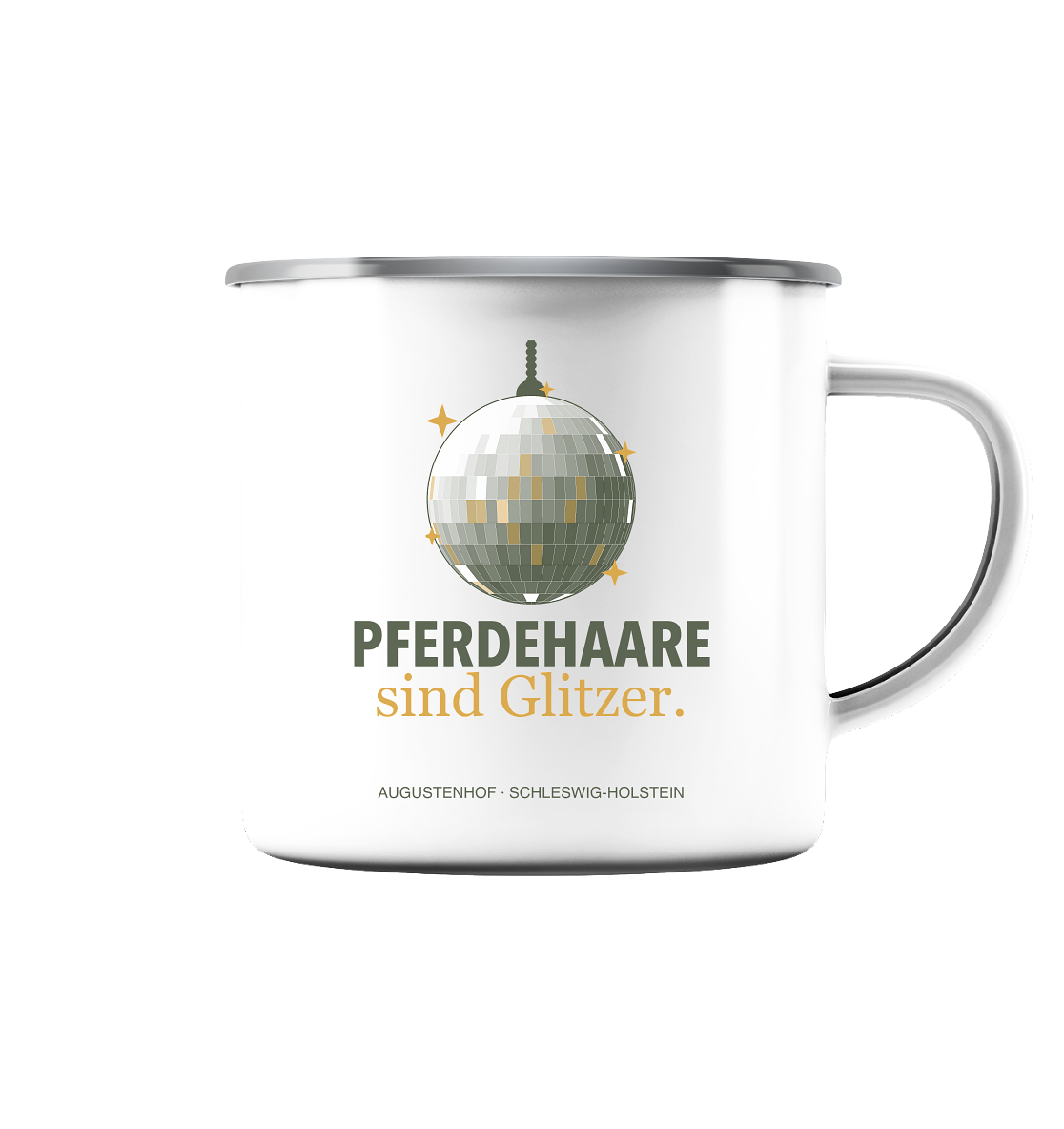Pferdehaare sind Glitzer. - Emaille Tasse (Silber)