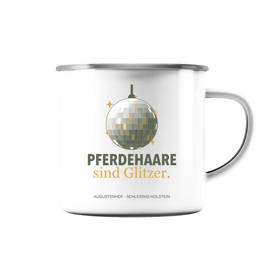 Pferdehaare sind Glitzer. - Emaille Tasse (Silber)