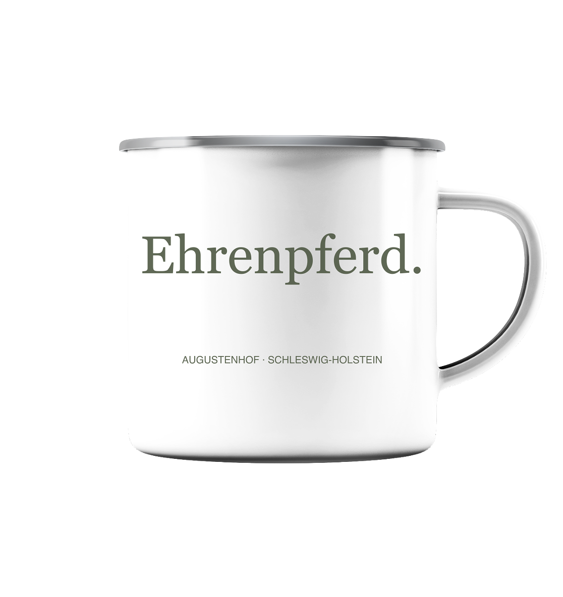 Ehrenpferd. - Emaille Tasse (Silber)