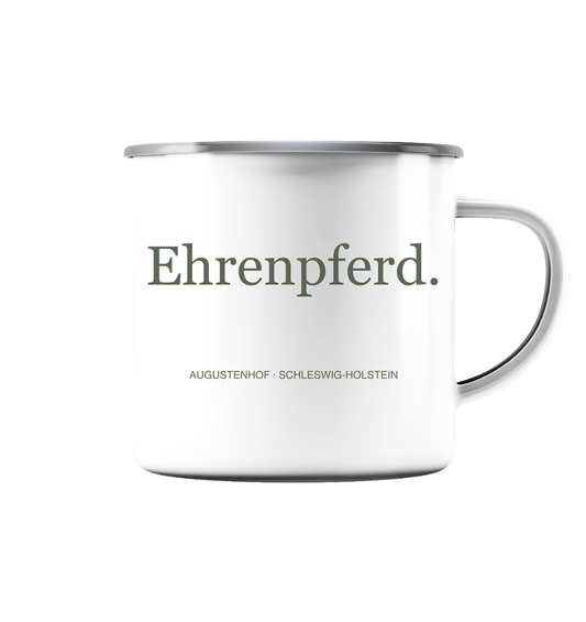 Ehrenpferd. - Emaille Tasse (Silber)
