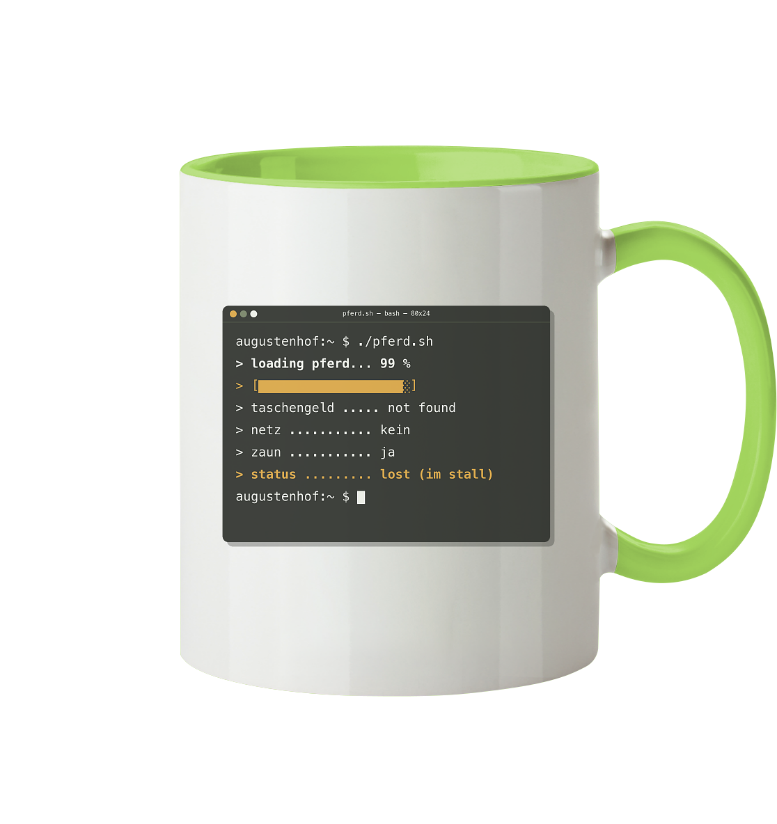 loading pferd... 99 % - Tasse zweifarbig