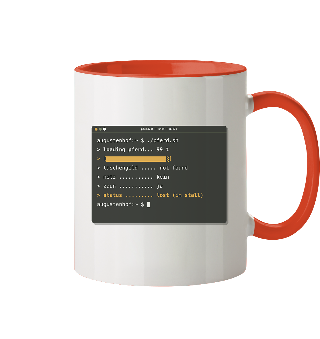 loading pferd... 99 % - Tasse zweifarbig