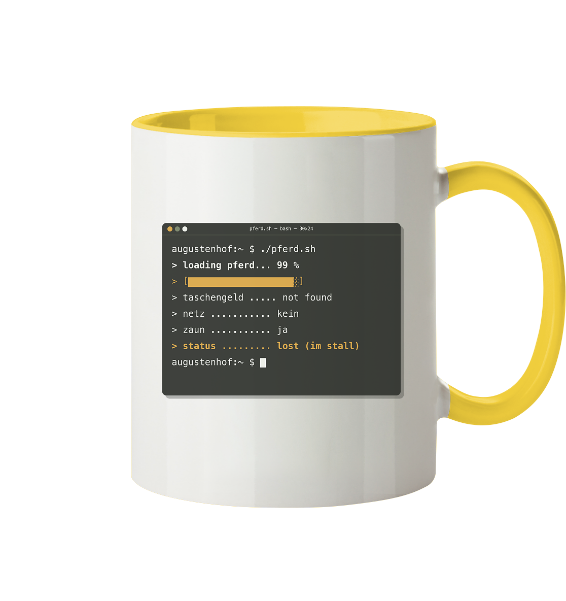 loading pferd... 99 % - Tasse zweifarbig